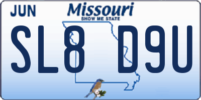 MO license plate SL8D9U