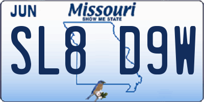 MO license plate SL8D9W