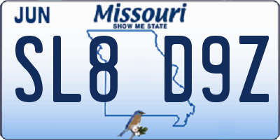 MO license plate SL8D9Z
