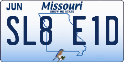 MO license plate SL8E1D