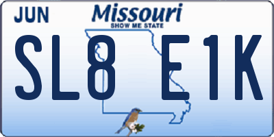 MO license plate SL8E1K