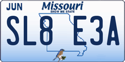 MO license plate SL8E3A