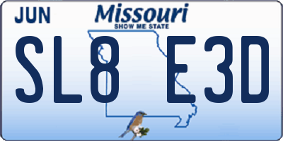 MO license plate SL8E3D
