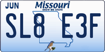 MO license plate SL8E3F