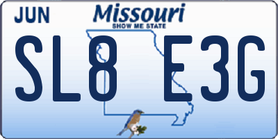 MO license plate SL8E3G