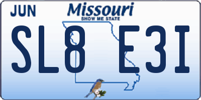 MO license plate SL8E3I