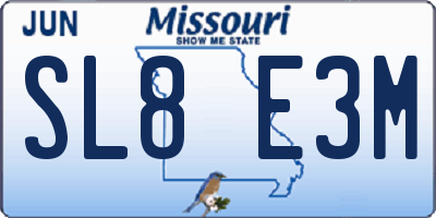 MO license plate SL8E3M