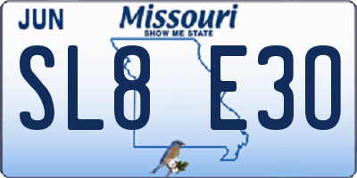 MO license plate SL8E3O