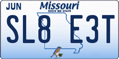 MO license plate SL8E3T