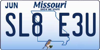 MO license plate SL8E3U