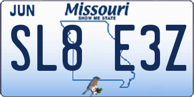 MO license plate SL8E3Z