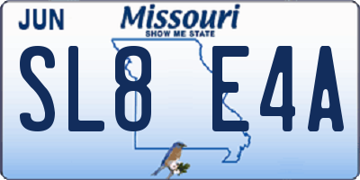MO license plate SL8E4A