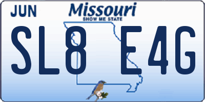 MO license plate SL8E4G