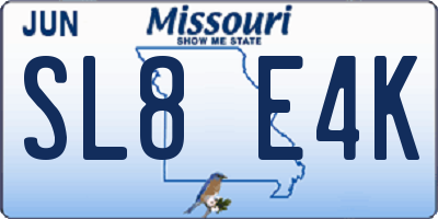 MO license plate SL8E4K
