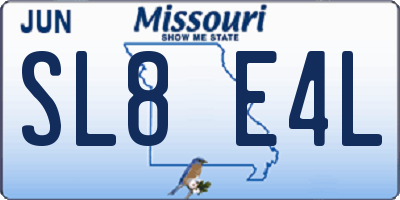 MO license plate SL8E4L