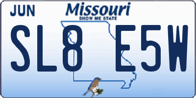 MO license plate SL8E5W