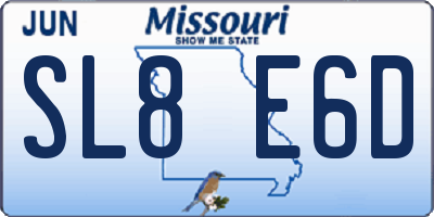 MO license plate SL8E6D