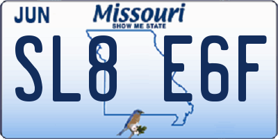 MO license plate SL8E6F