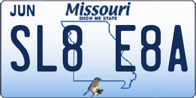 MO license plate SL8E8A