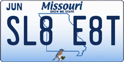 MO license plate SL8E8T