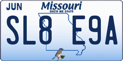 MO license plate SL8E9A