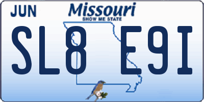 MO license plate SL8E9I