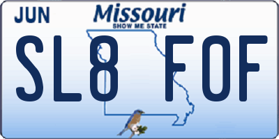 MO license plate SL8F0F