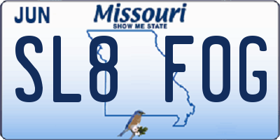 MO license plate SL8F0G