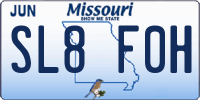 MO license plate SL8F0H