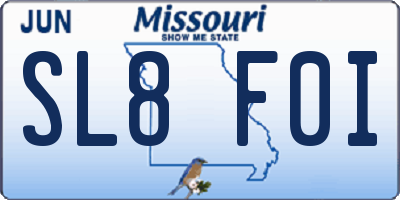MO license plate SL8F0I
