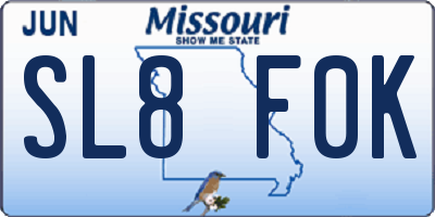MO license plate SL8F0K