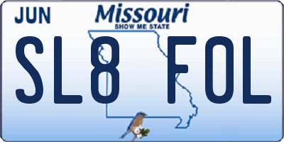 MO license plate SL8F0L