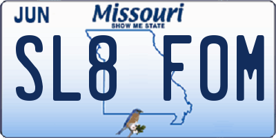 MO license plate SL8F0M