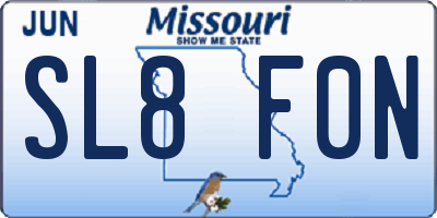 MO license plate SL8F0N
