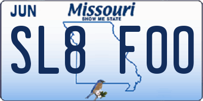 MO license plate SL8F0O
