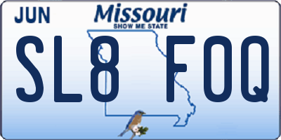 MO license plate SL8F0Q