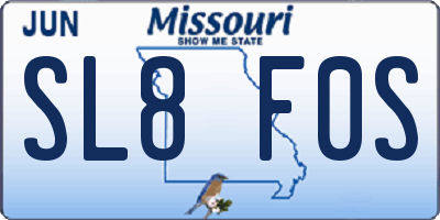 MO license plate SL8F0S