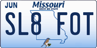 MO license plate SL8F0T