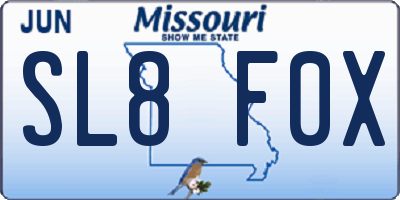 MO license plate SL8F0X