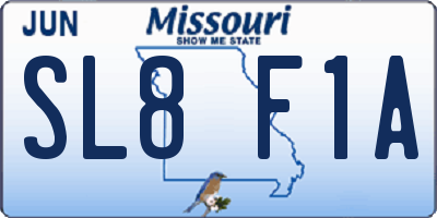 MO license plate SL8F1A