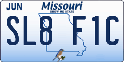 MO license plate SL8F1C