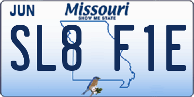 MO license plate SL8F1E