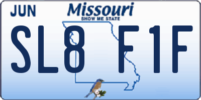 MO license plate SL8F1F