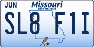 MO license plate SL8F1I