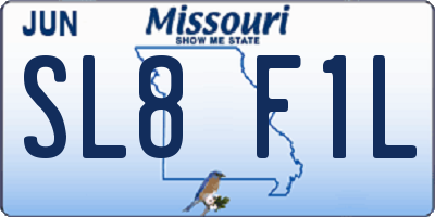 MO license plate SL8F1L
