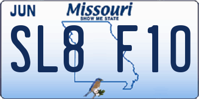 MO license plate SL8F1O