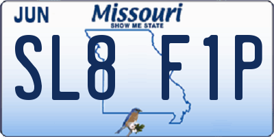 MO license plate SL8F1P