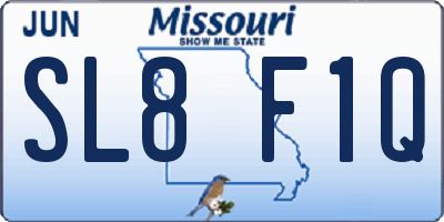 MO license plate SL8F1Q