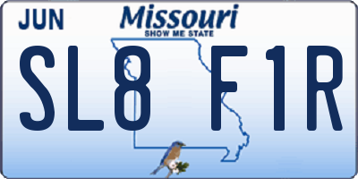MO license plate SL8F1R