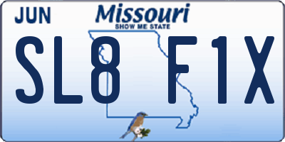 MO license plate SL8F1X